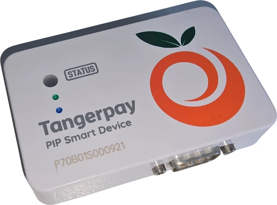 The Tangerpay PIP smart device shown at an angle