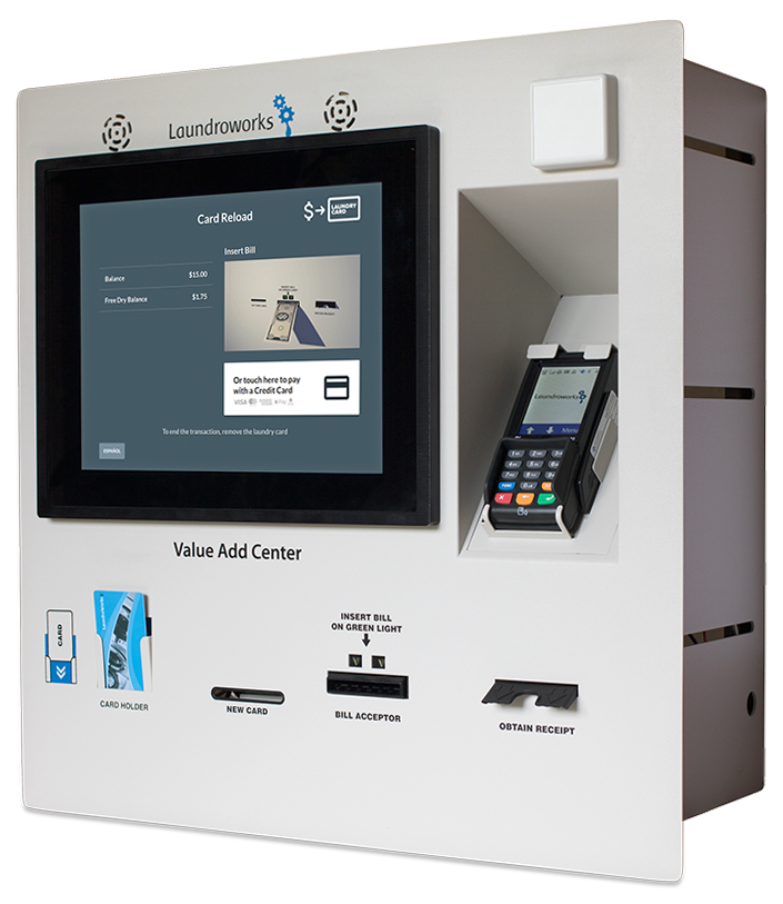 Laundroworks VAC, touch screen, all-in-one, rear door, cash and debit/credit acceptance